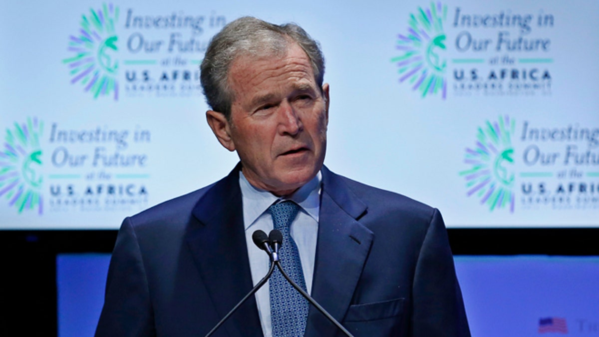 In this Aug. 6, 2014 photo, former U.S. President George W. Bush speaks at the Investing in Our Future forum at the US-Africa Leaders Summit in Washington.