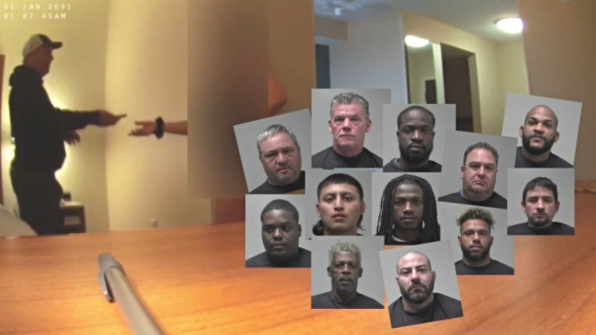 mugshots of a dozen suspects arrested in a Georgia human trafficking's ring