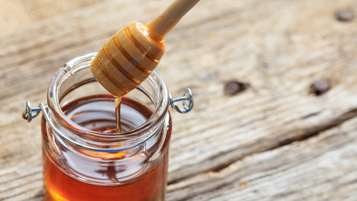 glass jar of honey