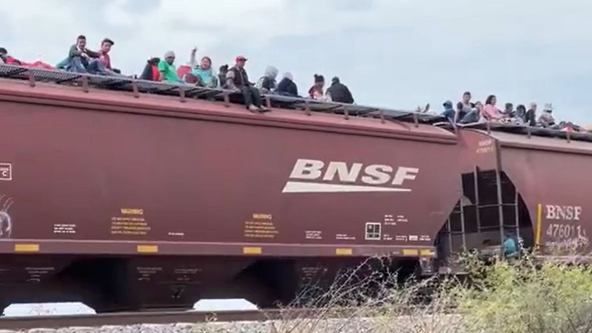 A train carrying migrants on top in Mexico