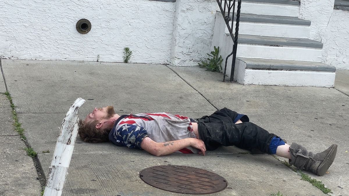 Unconscious man on drugs in Kensington Philadelphia